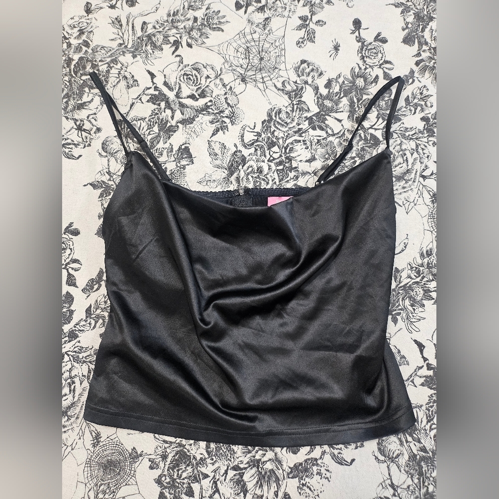 Dolls Kill Sugar Thrillz Underwire Lace Bra Everlasting Passion Satin Top Black